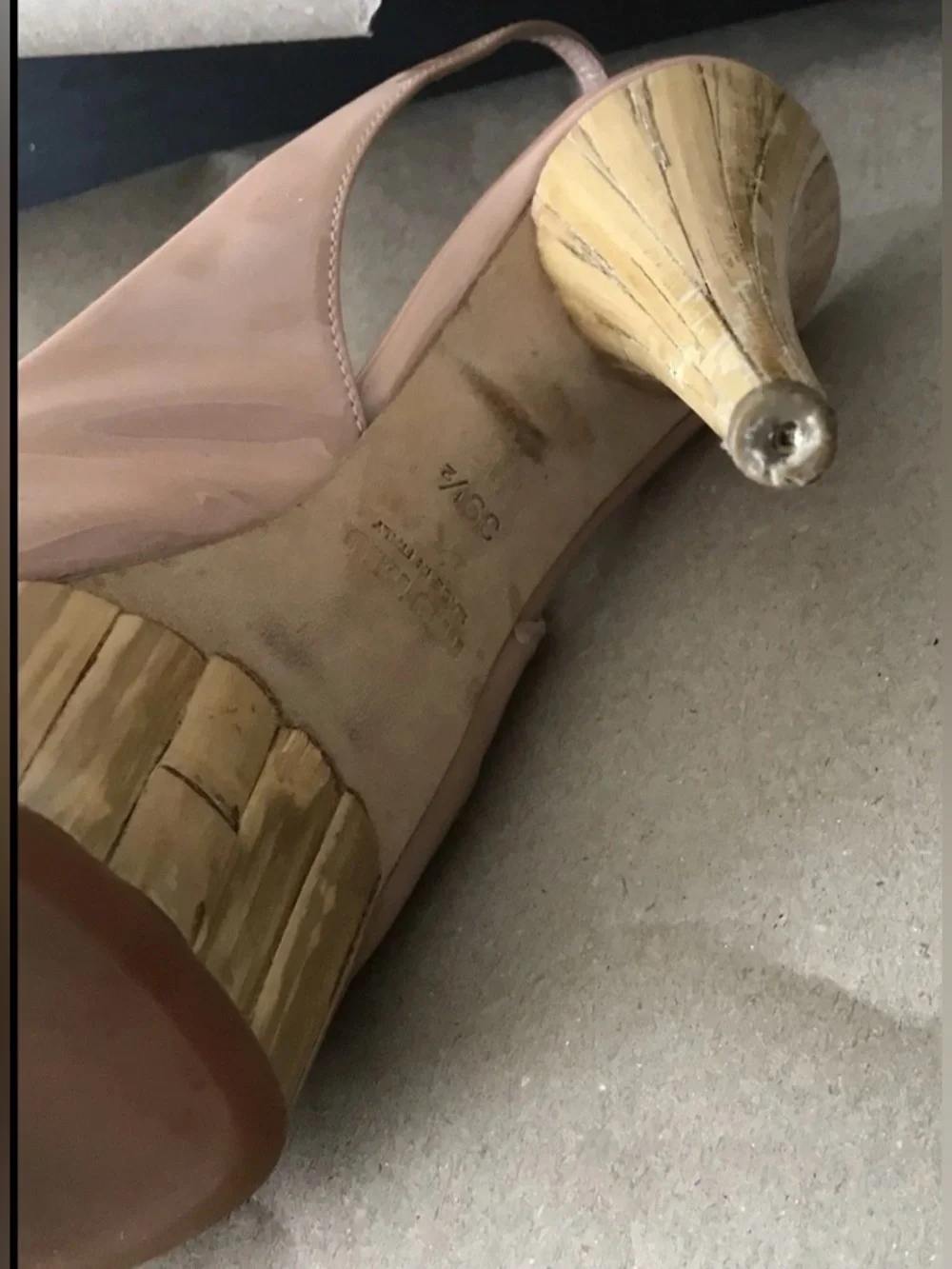 Miu Miu Blush Pink Patent Leather Peep-Toe Slingback Heels